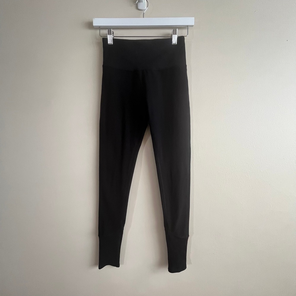 Alo Yoga High Waist Alosoft Lounge Legging Size S Black Ribbed Cuff Balletcore